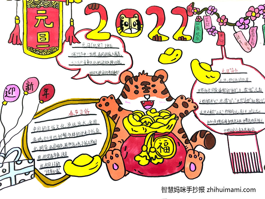 简单的迎元旦庆新年手抄报-图2