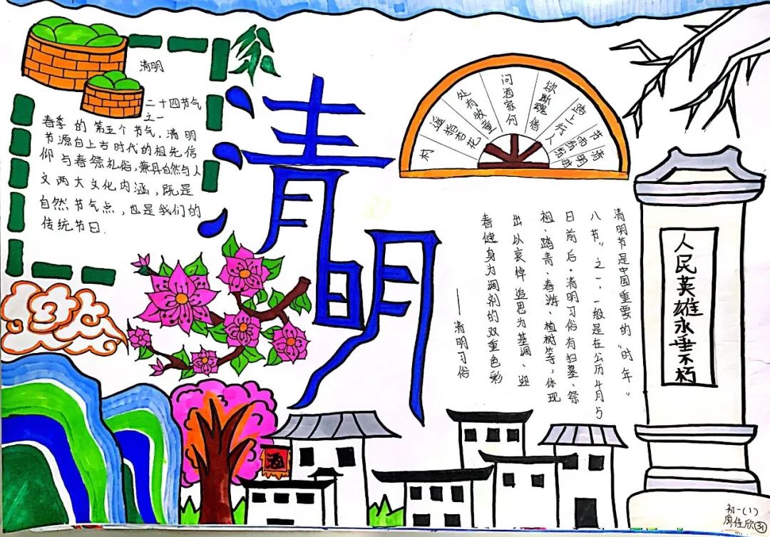 2022年英语清明节手抄报绘画-图1