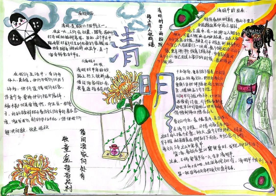 清明节手抄报绘画一等奖-图4