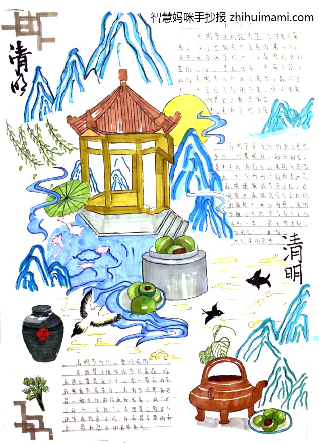 清明节文明祭祀的手抄报怎么画-图3