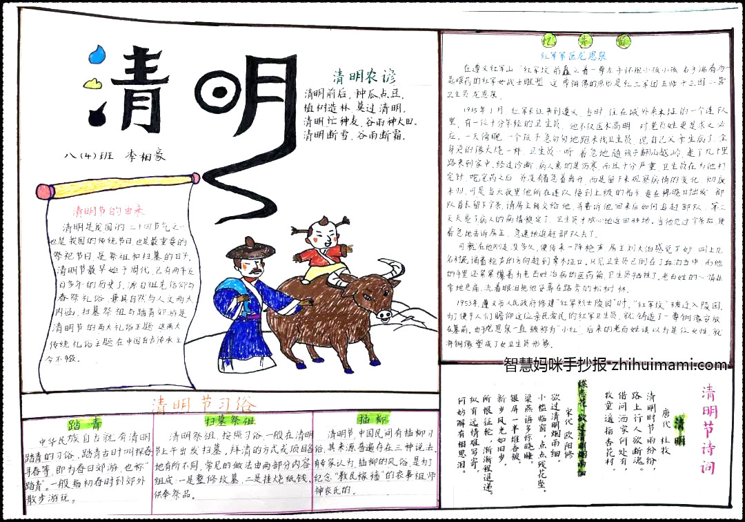 6张简单又漂亮的清明节手抄报-图4