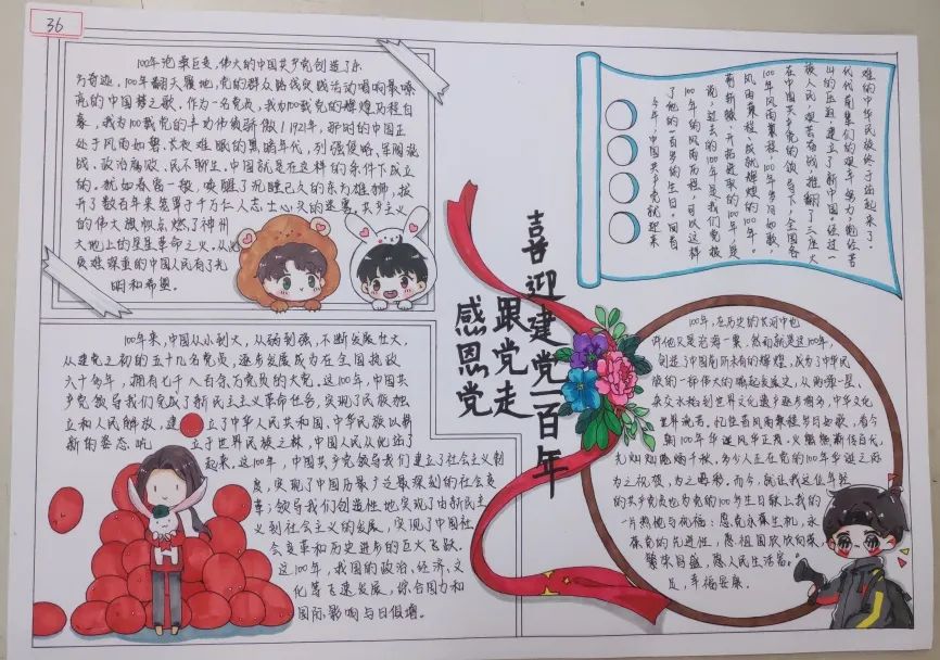 庆七一手抄报怎么画-图4