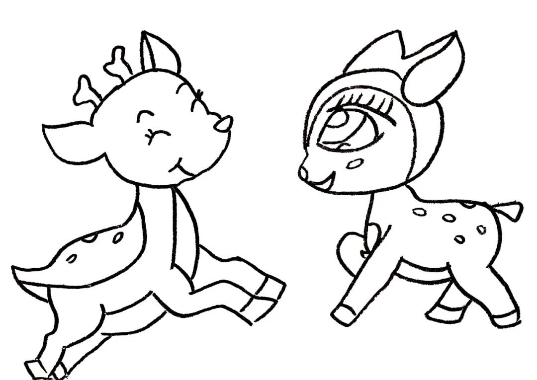 步骤6：在另一张纸上画出可爱美丽的梅花鹿。