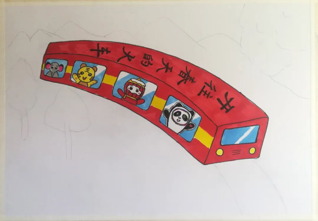 步骤5：用马克笔上色。玻璃要留些高光。