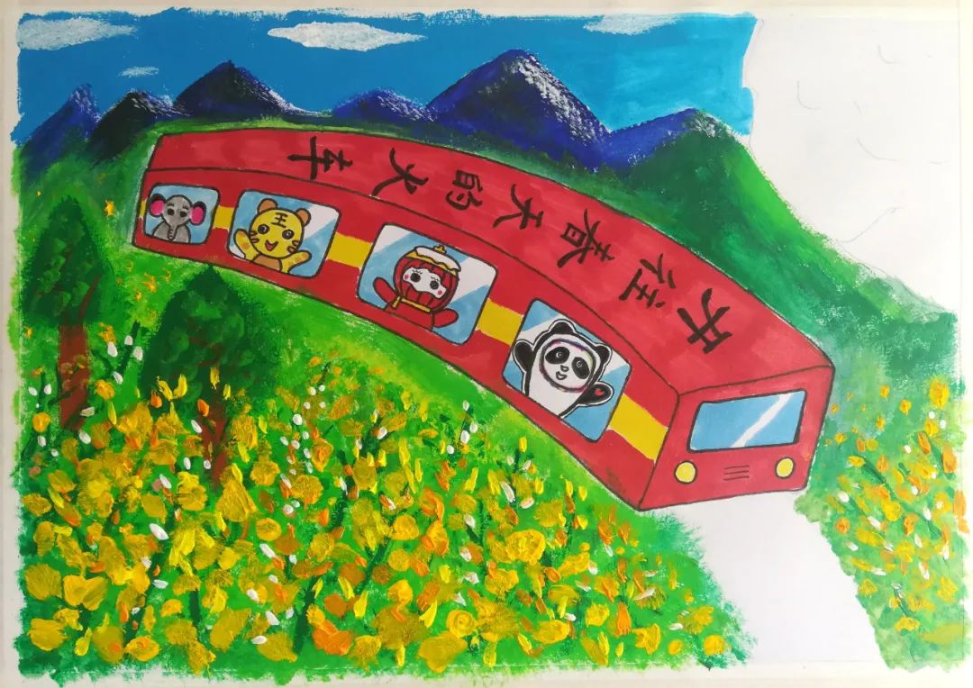 步骤9：将美丽、金灿灿的油菜花画在画面中。