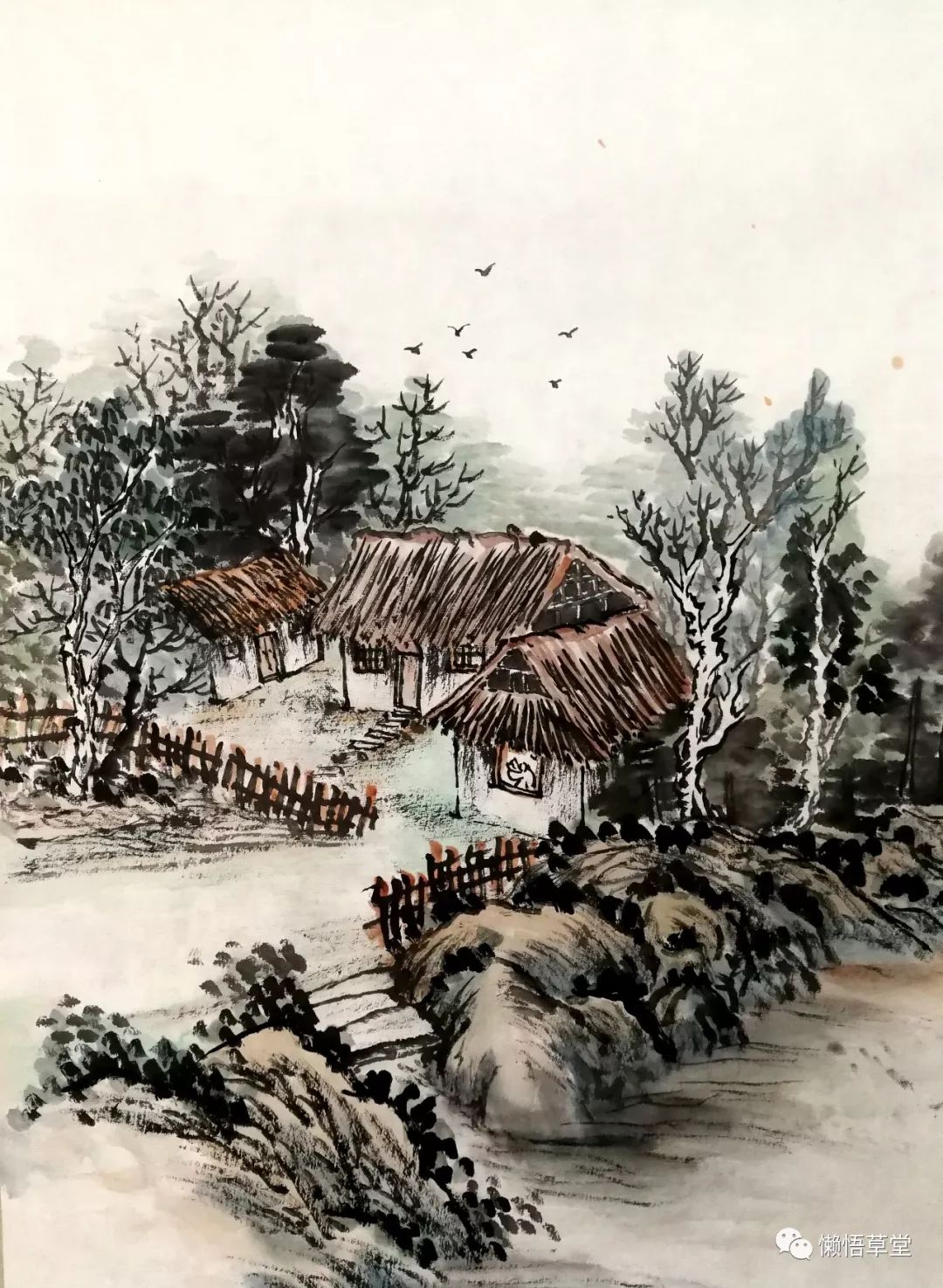 漂亮的茅草屋怎么画
