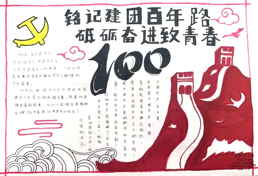 2022建团100周年手抄报绘画-图4