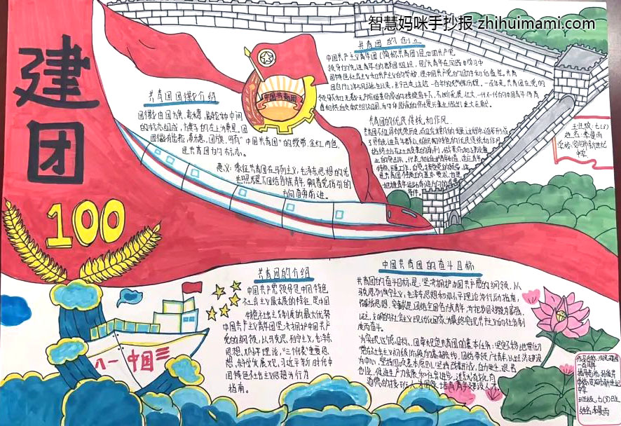 2022建团100周年手抄报绘画-图6