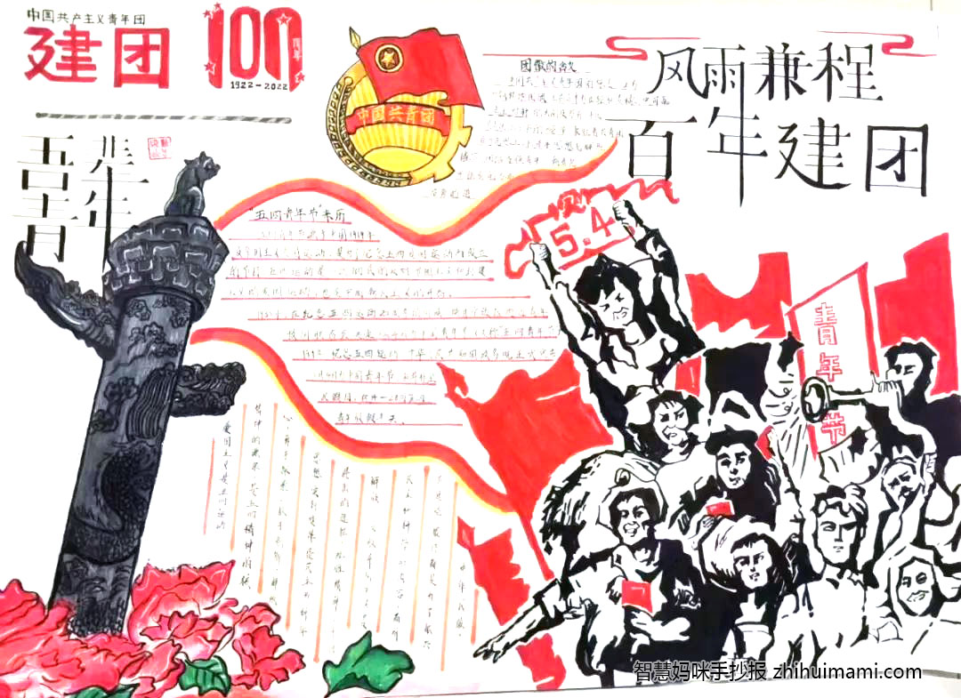 五四青年节手抄报绘画漂亮-图1