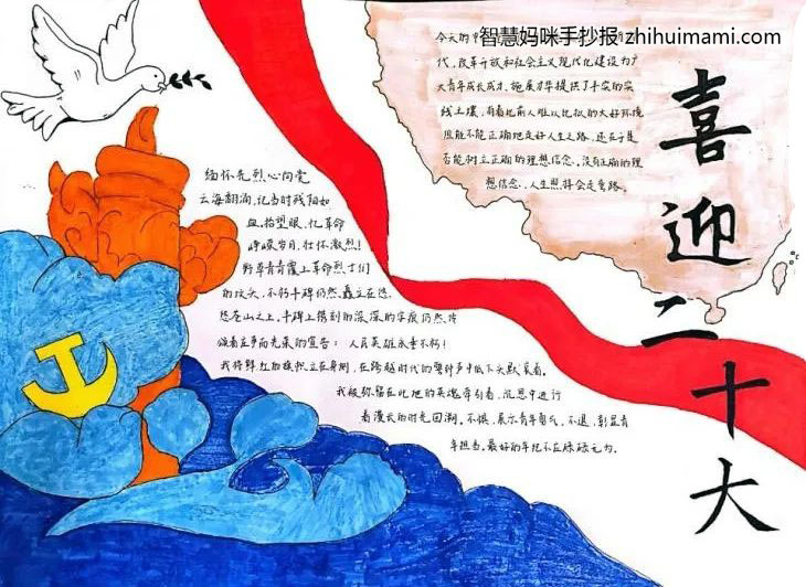 八年级喜迎二十大手抄报绘画（7张）-图5