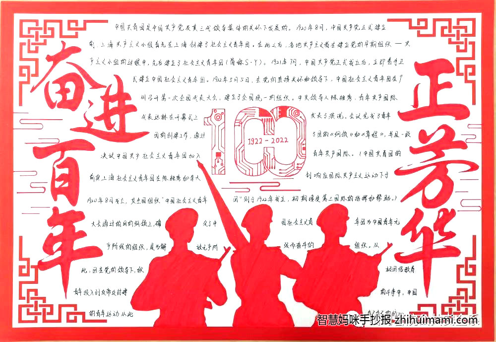 “以青春之名 迎建团百年”主题手抄报（9张）-图1