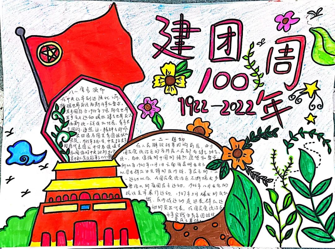 幼儿园纪念建团100周年手抄报绘画（10张）-图2