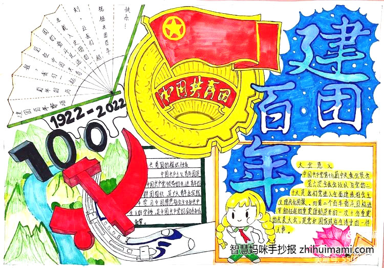 建团百年风华正茂手抄报绘画（10张）-图5