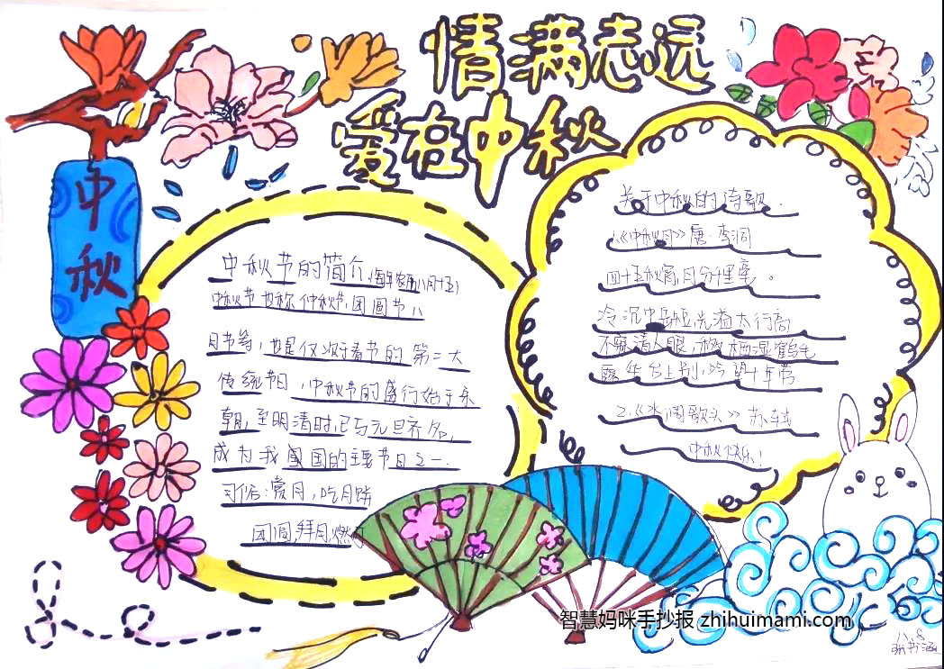 玉兔版中秋节手抄报-图1