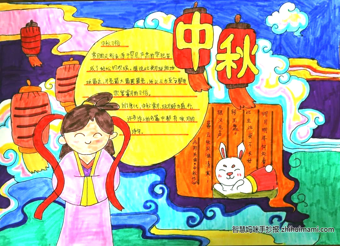 月满中秋手抄报简单好画-图3