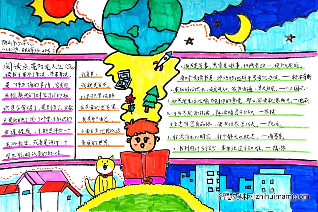 简单好画又漂亮的读书日手抄报12张-图1