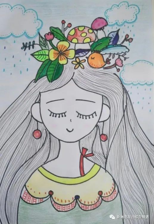 儿童手绘作品--画春天