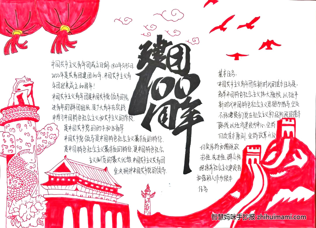 百年团史青春妙绘手抄报一等奖（9张）-图6