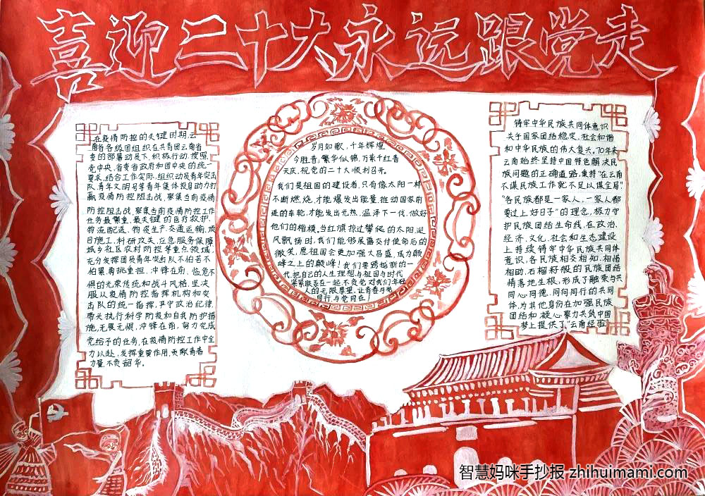 喜迎二十大手抄报高中绘画10张-图5