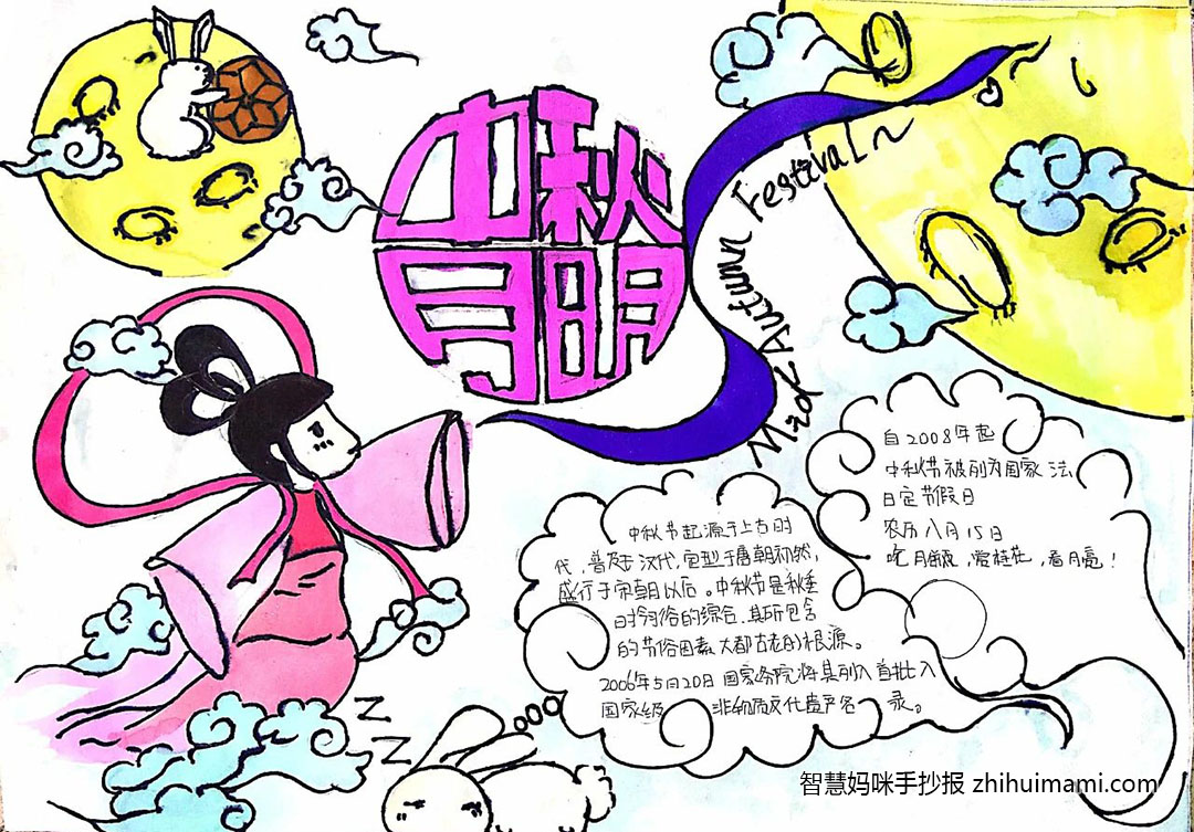 中秋节手抄报-灯笼高高挂-图2