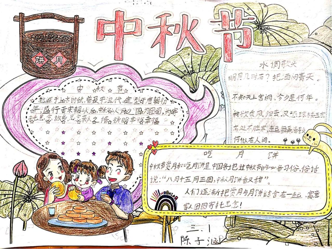 个性中秋节手抄报绘画-图2