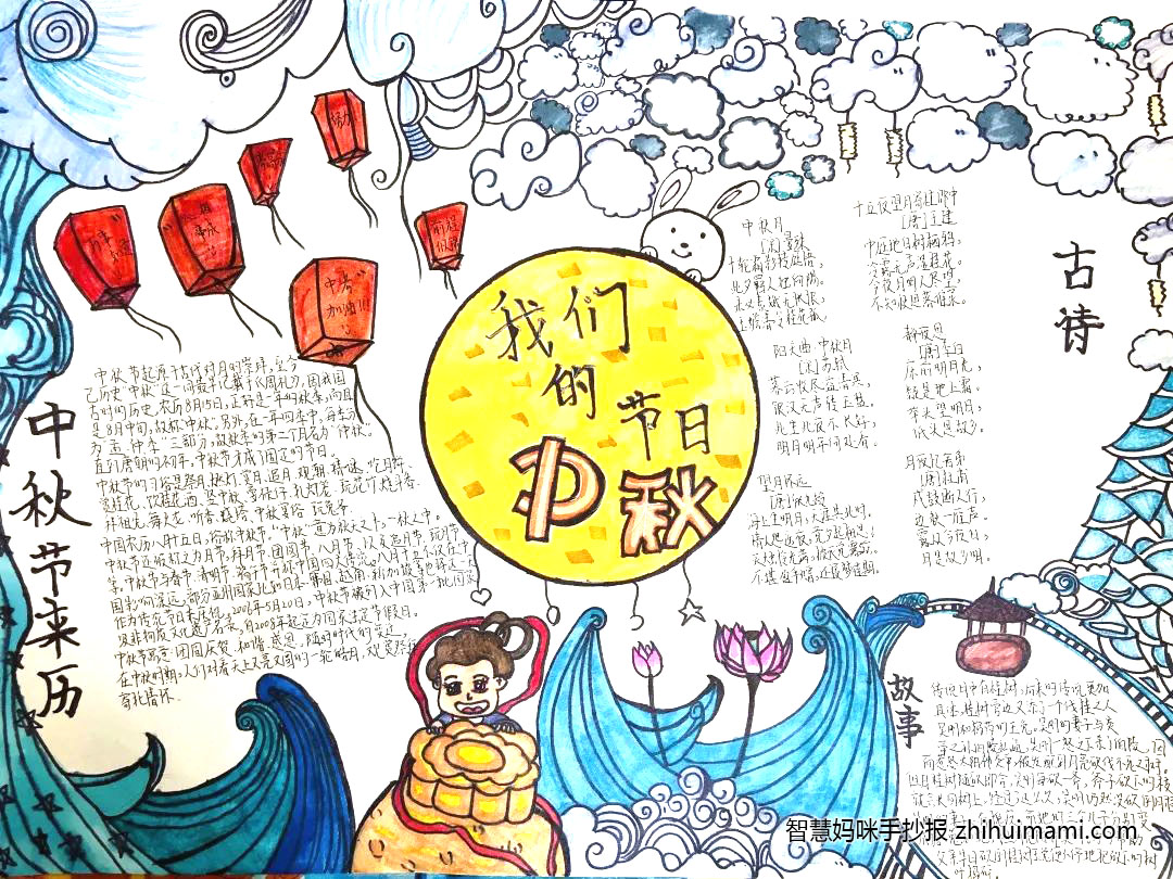 中秋赏月手抄报的画法-图3
