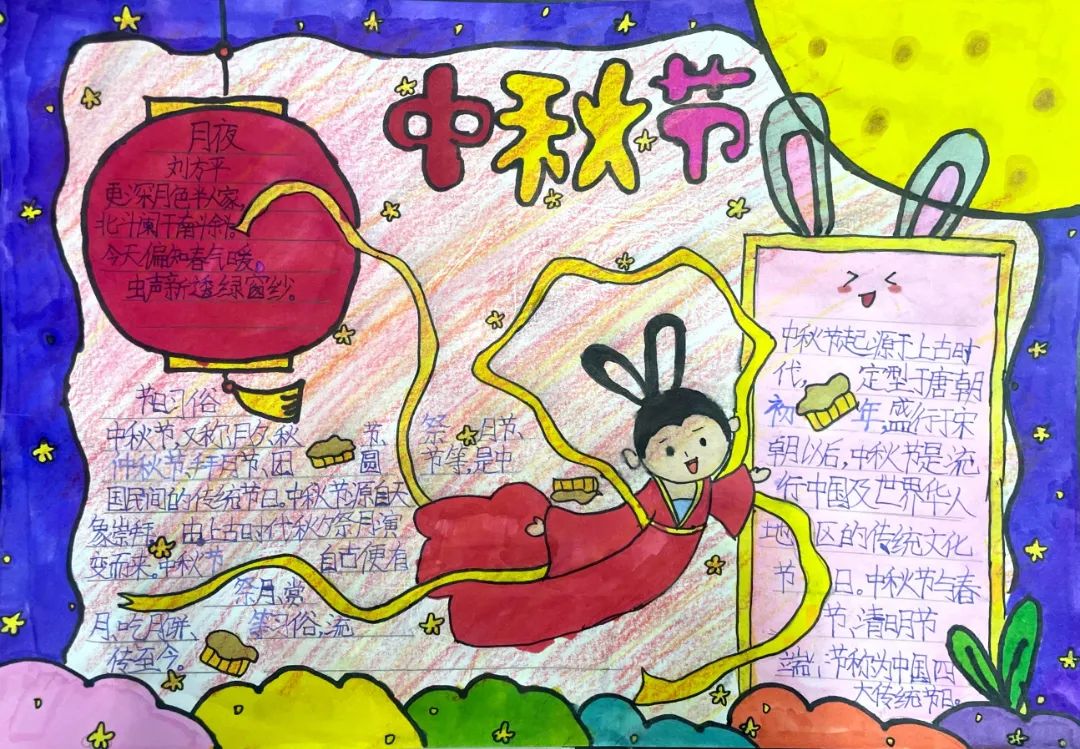 中秋灯笼高高挂手抄报-图1