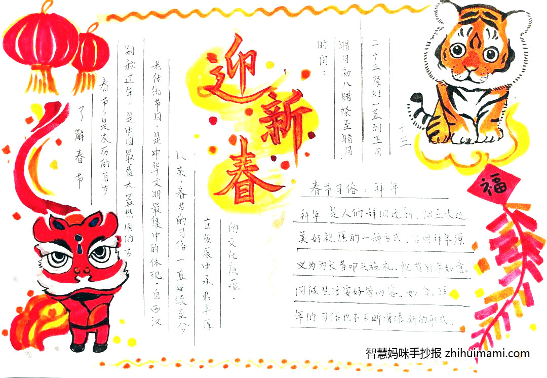 5张关于春节习俗的手抄报-图1
