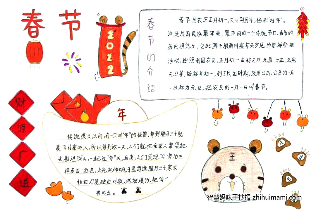 4张虎年春节主题的手抄报-图2