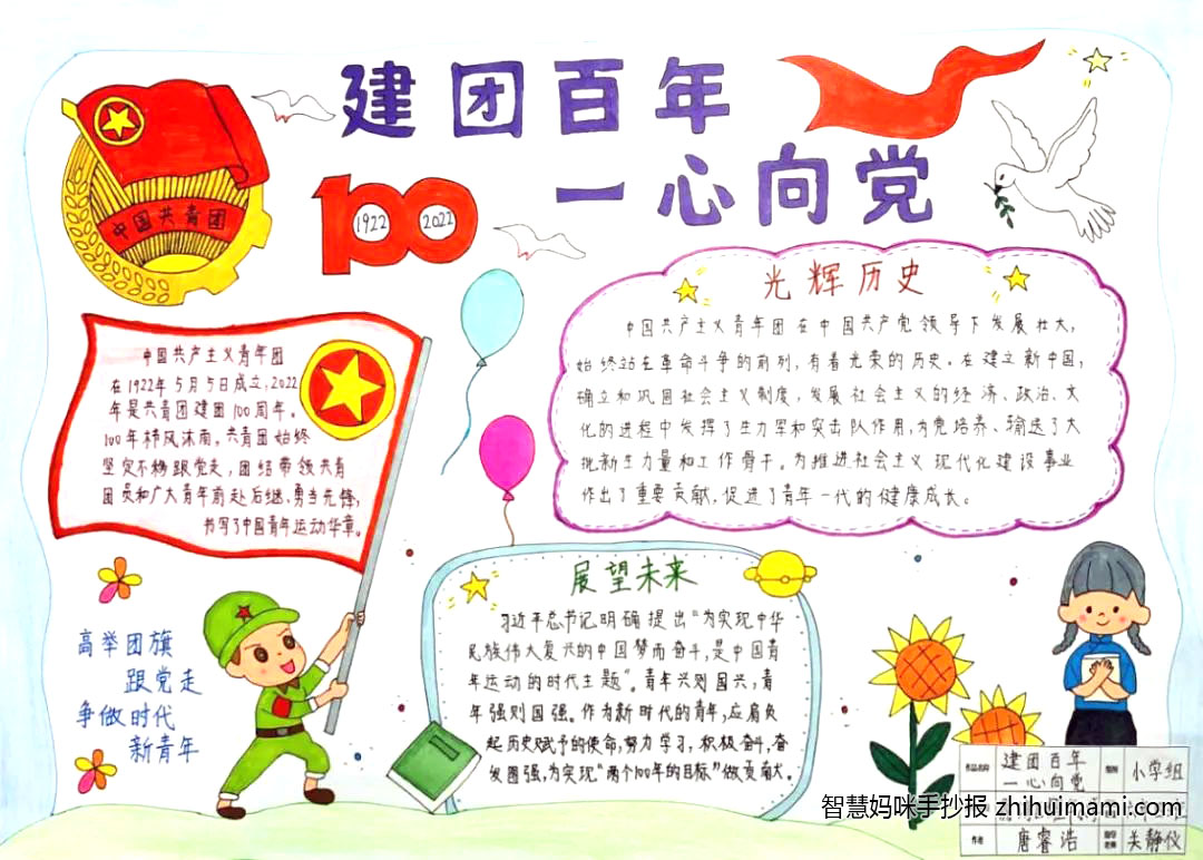 “建团百年 一心向党”主题手抄报（10张）-图4