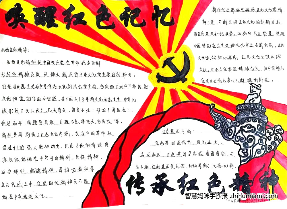 “唤醒红色记忆，传承红色精神”手抄报（9张）-图3