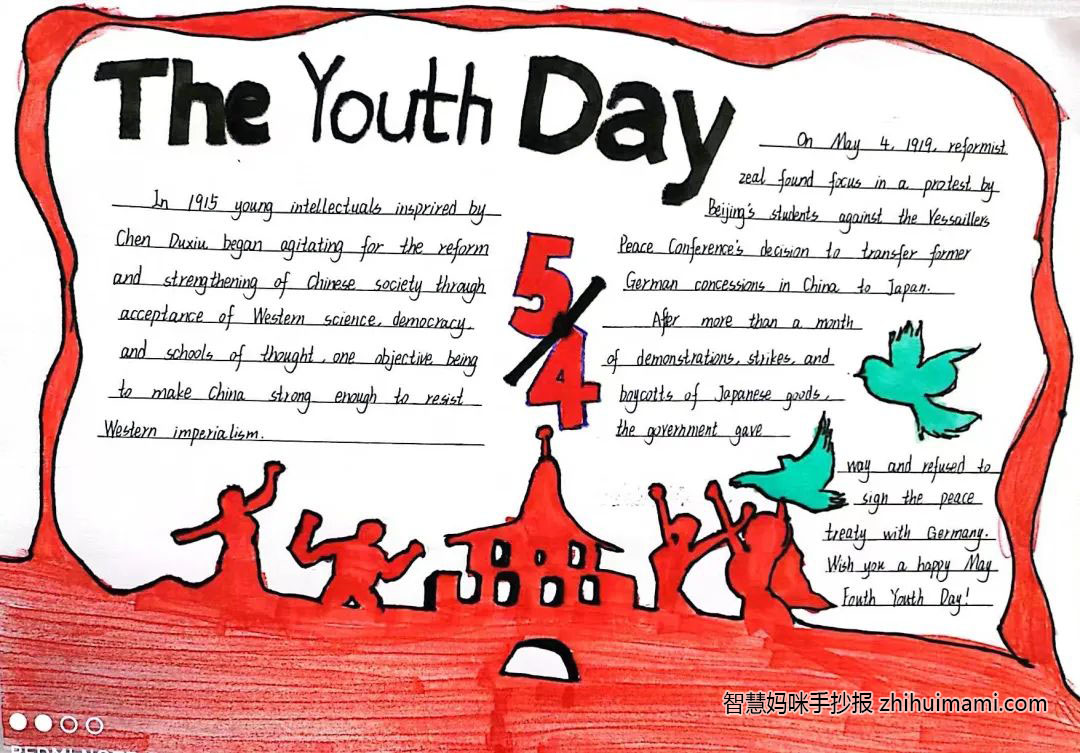 五四青年节英语手抄报一等奖（9张）-图2