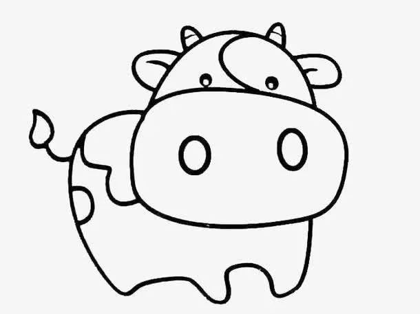 步骤3：等待背景晾干的过程中，我们在另一张素描纸上绘制卡通奶牛的线稿。