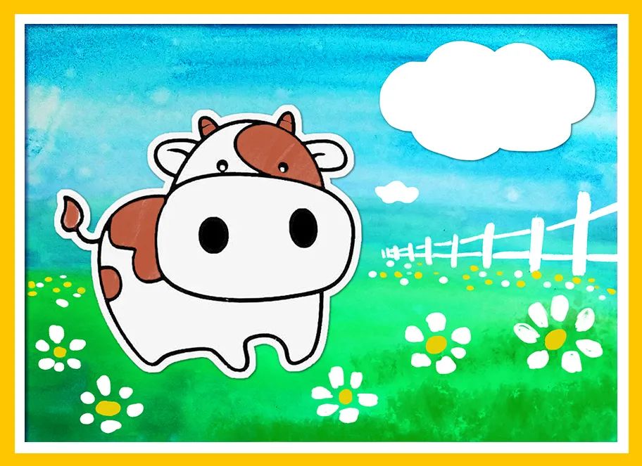 牧场里的小奶牛儿童绘画