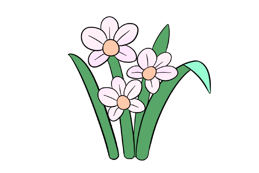 漂亮的水仙花简笔画画法步骤