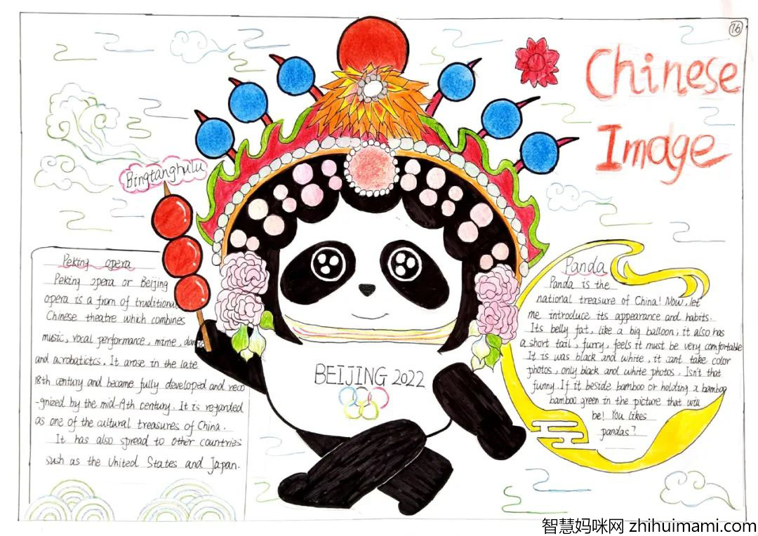 关于冰墩墩的英语手抄报