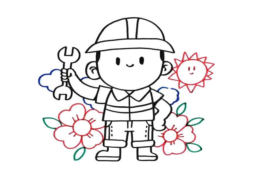 劳动节画个可爱的工人叔叔-图5
