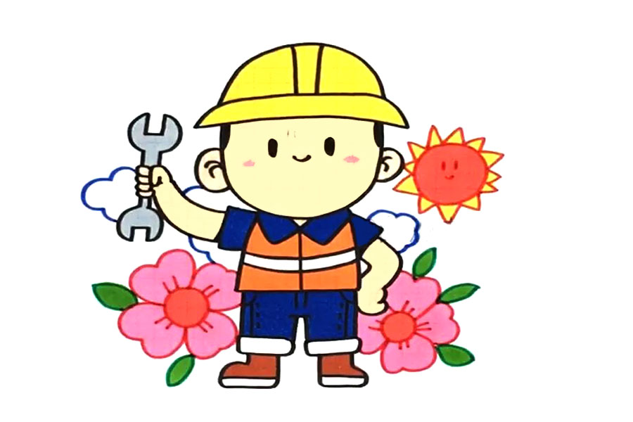 劳动节画个可爱的工人叔叔