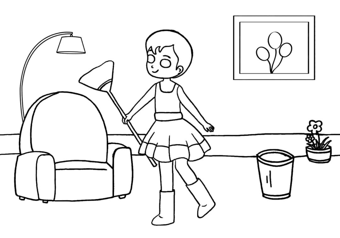 步骤2：画出背景的沙发等。