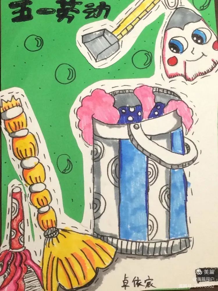 劳动最光荣 五一劳动节儿童画作品-图13