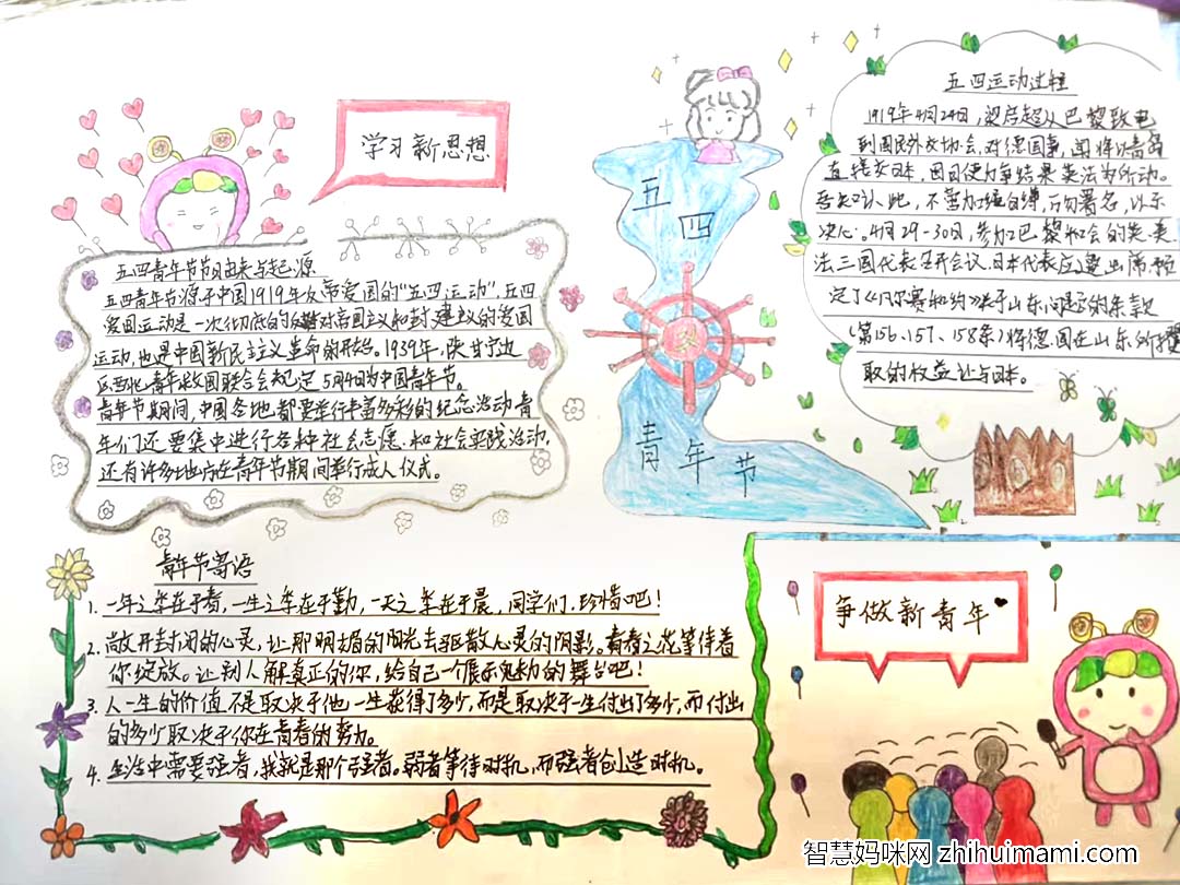 9张简单漂亮又好画的五四青年节手抄报-图7