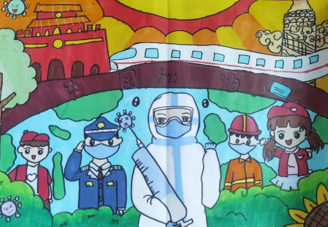 12张漂亮的抗疫主题绘画 期待花开-图7