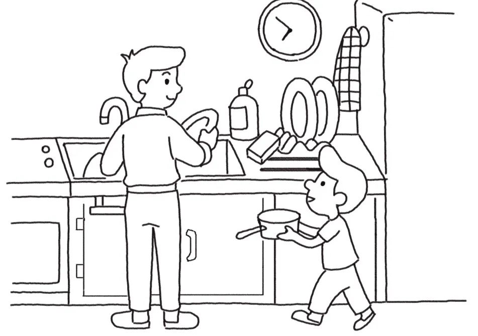 劳动节主题简笔画 我帮爸爸做家务-图6