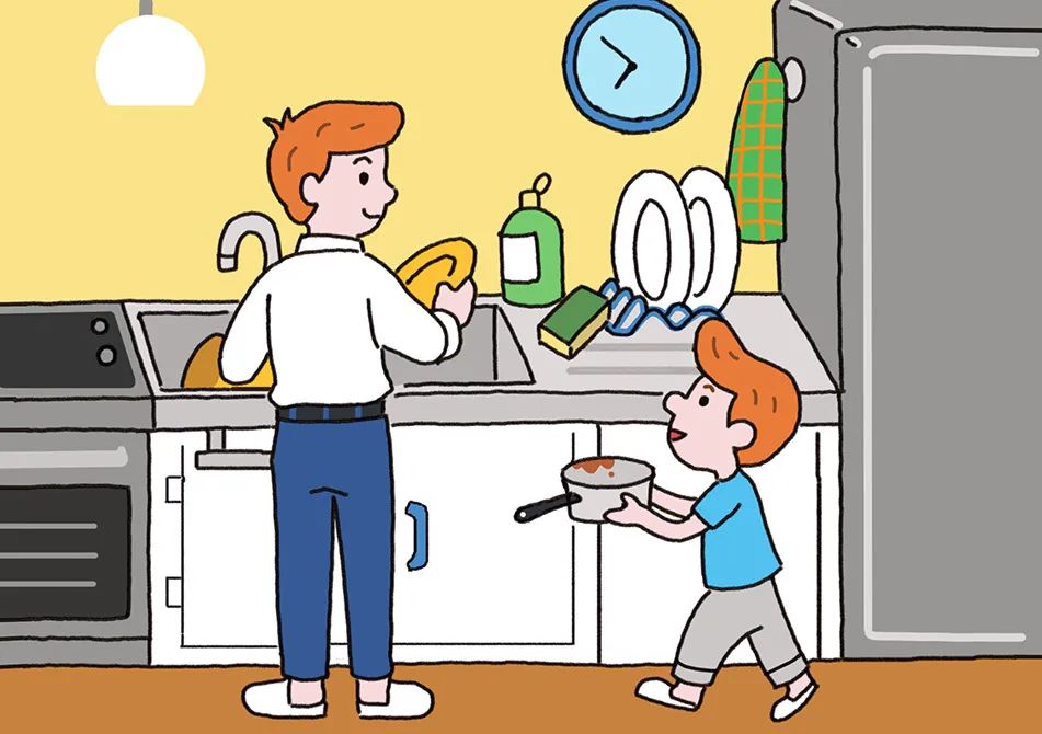 劳动节主题简笔画 我帮爸爸做家务