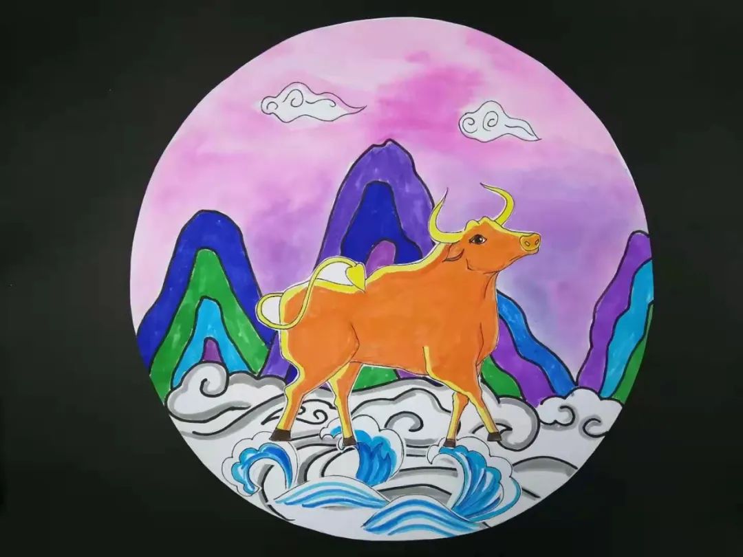 金牛迎春儿童绘画步骤