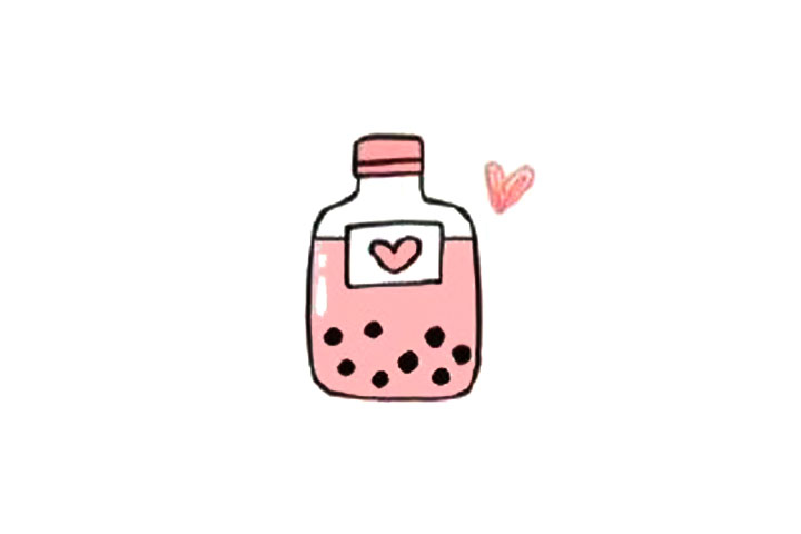 一瓶粉色少女心饮料简笔画画法步骤