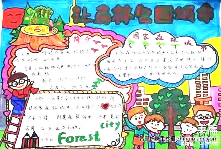 小学六年级创建国家森林城市的手抄报-图8
