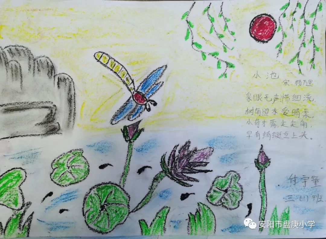 三年级小池诗配画简单漂亮
