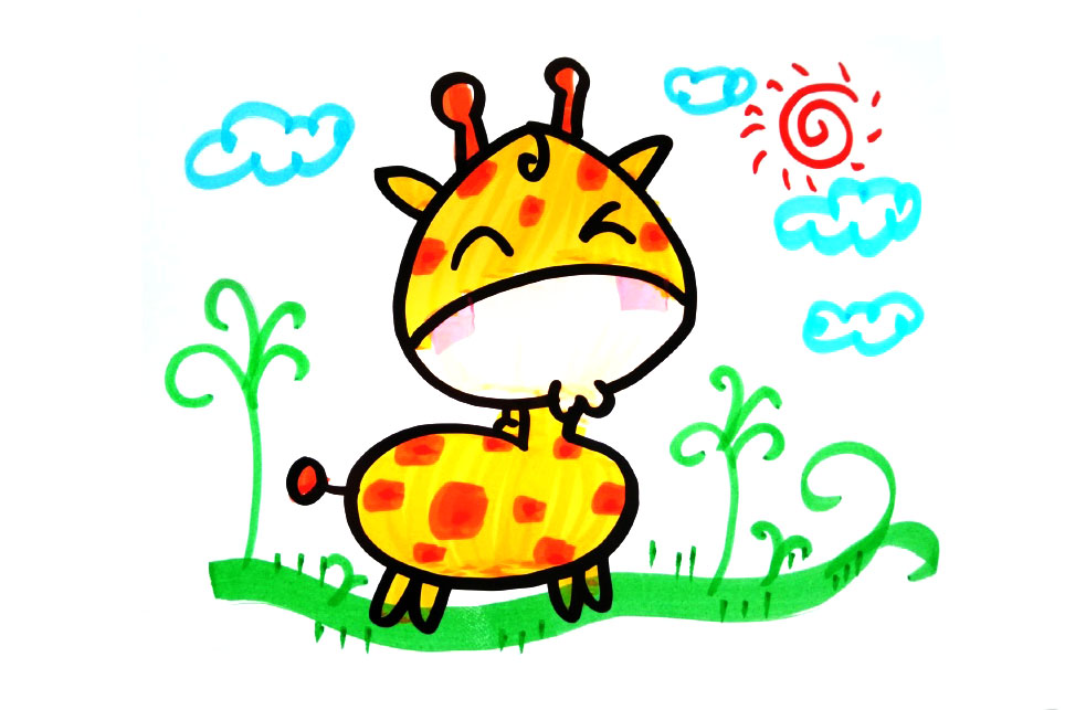 三张可爱的长颈鹿简笔画图片-图1