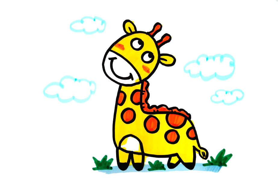 三张可爱的长颈鹿简笔画图片-图3